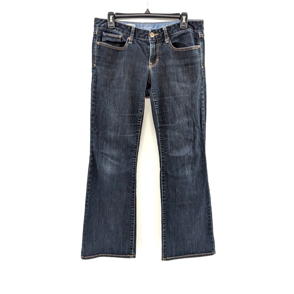 Gap 1969 Curvy Low Rise Distressed Dark Wash Bootcut Flare Jeans Size 4/27 32x28